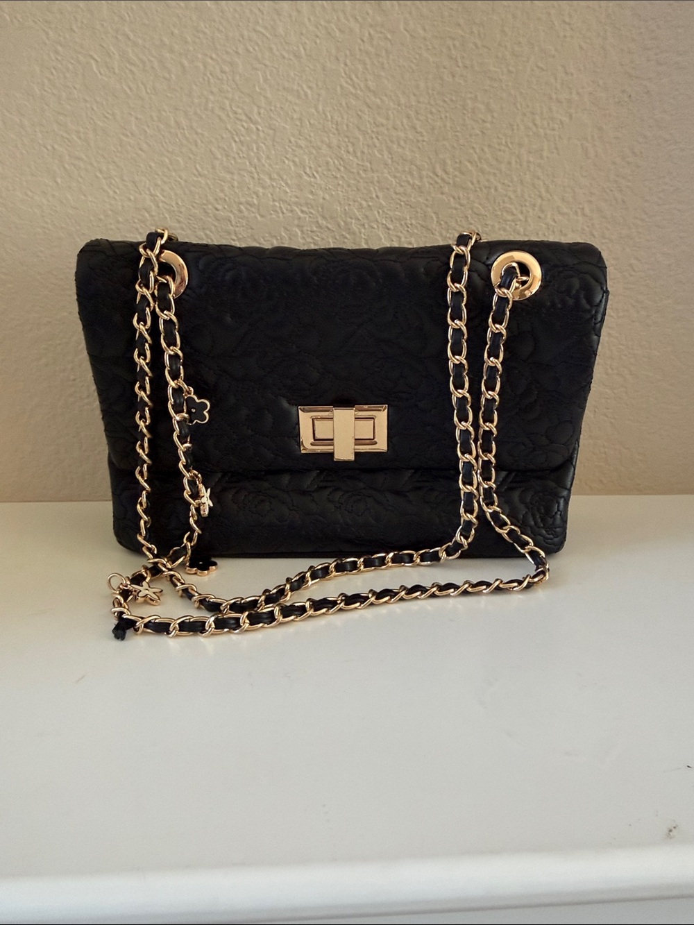 Aldo Black Quilted Chain-Strap Shoulder Bag
